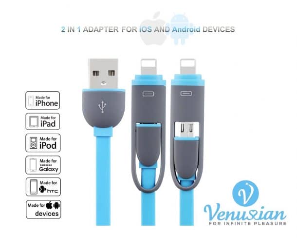 Premium Dual USB Charging and Data Sync Cable by Venussian