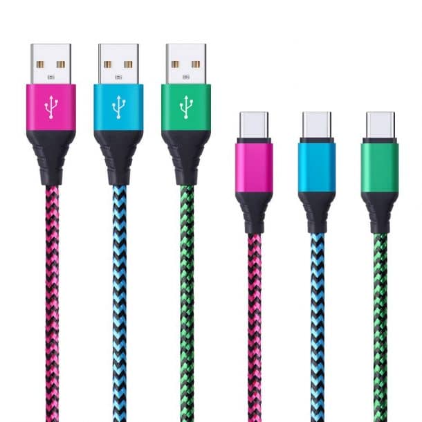 USB C Charger Cable, HUHUTA 3 Pack 6FT Nylon Braided Type C