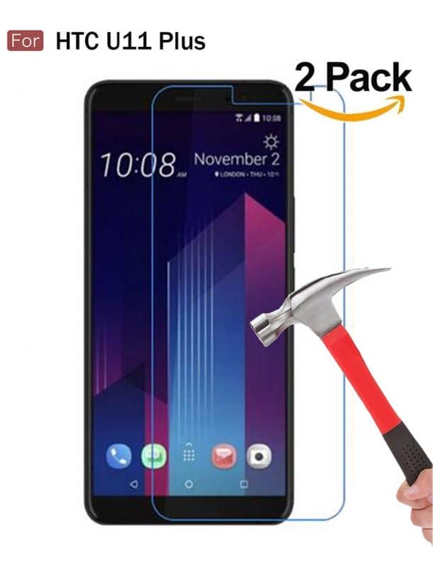 Wellci [ 2 Pack ] Tempered Glass Screen Protector for HTC U11 Plus 