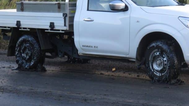 tires melted on Australian road