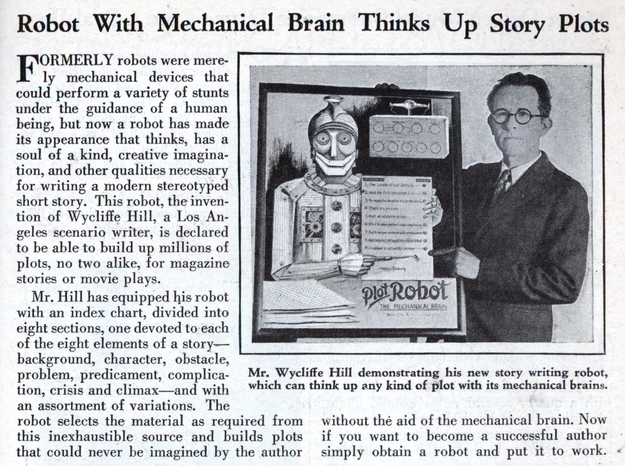 From 1931. The "Plot Robot" has a soul...