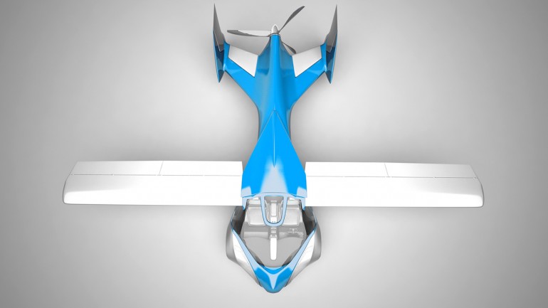 An overhead view of the flying car shows the sleek lines and square wings (Photo: Aeromobi...