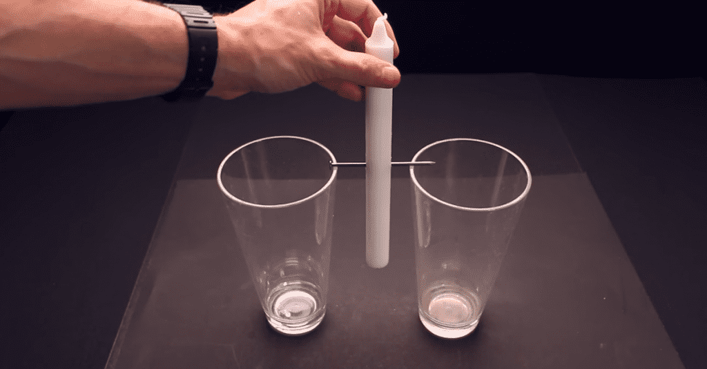 Candle between 2 glasses