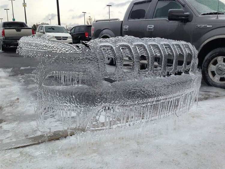 Complex Ice Bumper Shells Left Behind By Frozen Cars