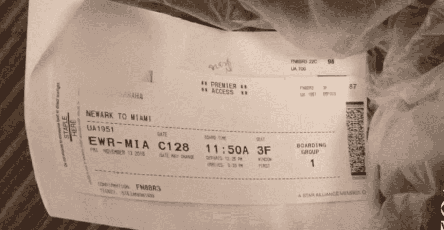 Boarding pass for airplane