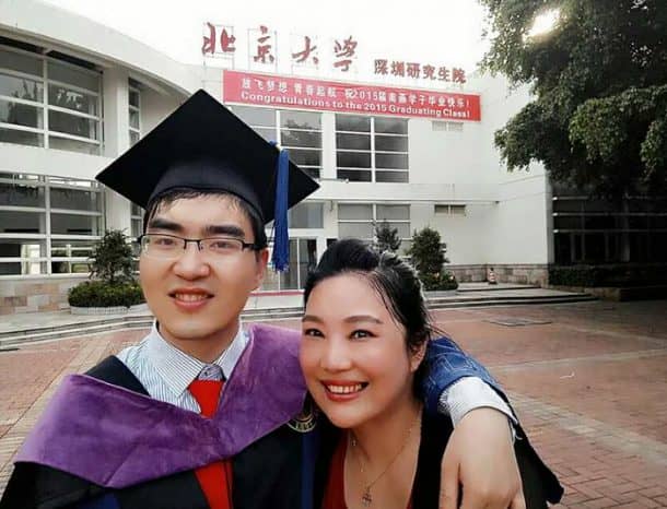 Ding Ding and his mother Zuo on graduation day 2015.