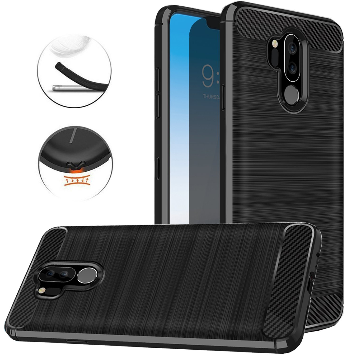 stand function anti-shock extra strong TPU silicone COOVY® Cover for LG G7 G7 ThinQ bumper case colour navy blue double layer plastic