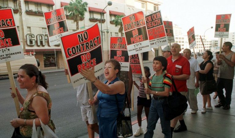 Workers In Las Vegas Go On Strike In Fear Of Losing Their