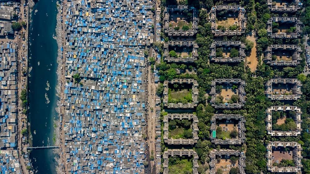 drone images showing difference between rich and poor