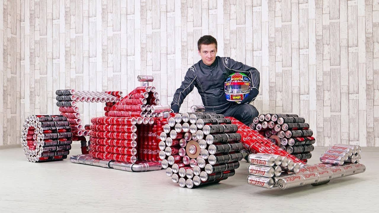 f1 car created with coca cola cans