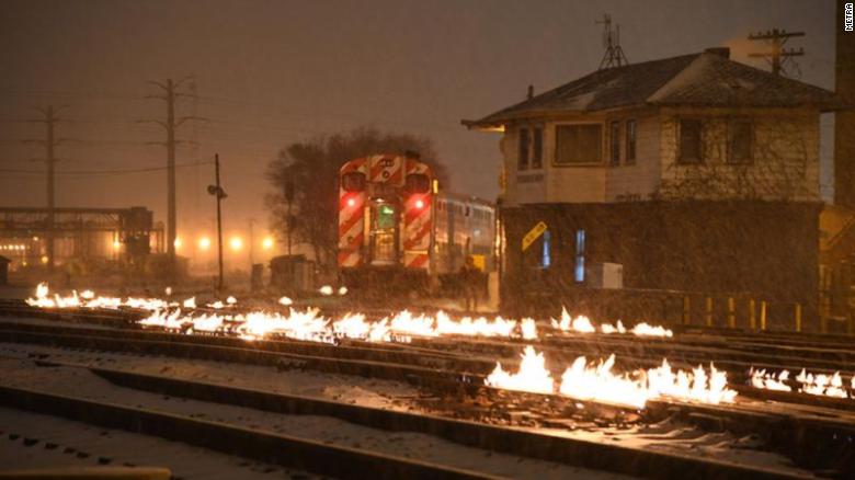 Metra Sets Train Tracks On Fire In Chicago To Combat The Cold!