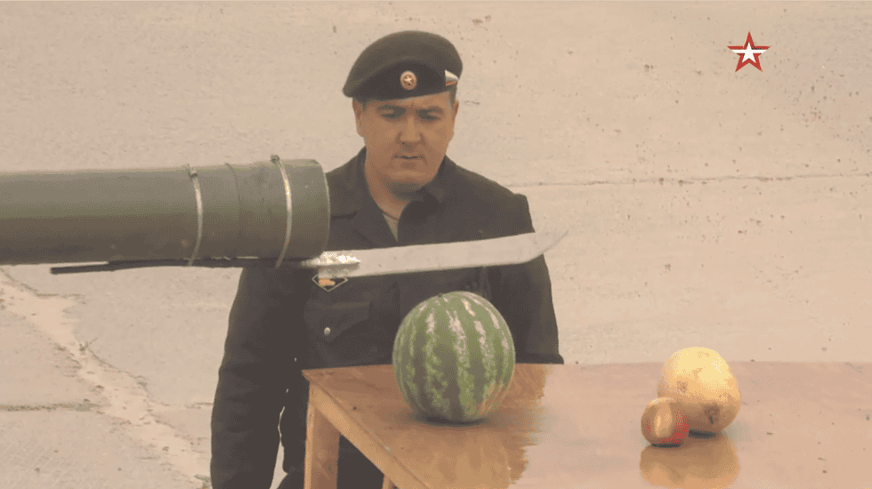 Russian T-80U Main Tank Was Used As A Fruit Slicer