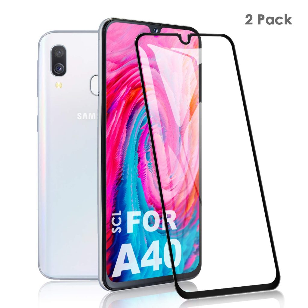 2 Pack Ultra Clear Case Friendly Anti Bubble HD Tempered Glass Film for Samsung Galaxy A40 FCLTech Screen Protector for Galaxy A40 