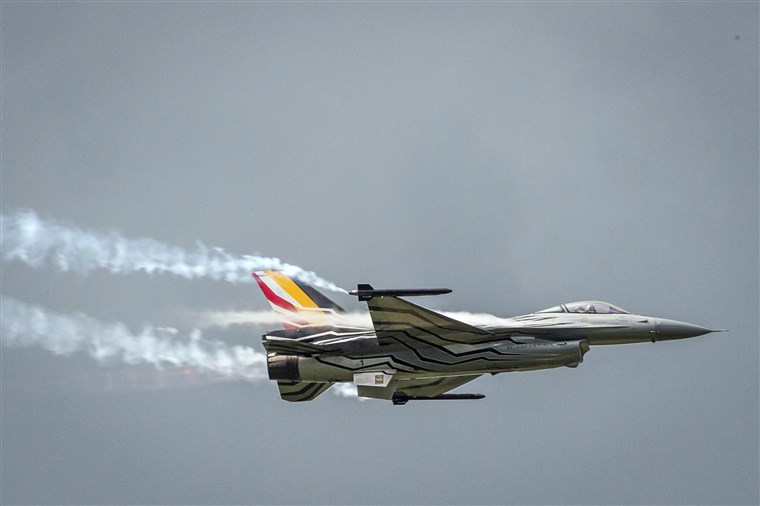 Belgian F-16 Crashes In France, Pilot Hangs From The Power Lines