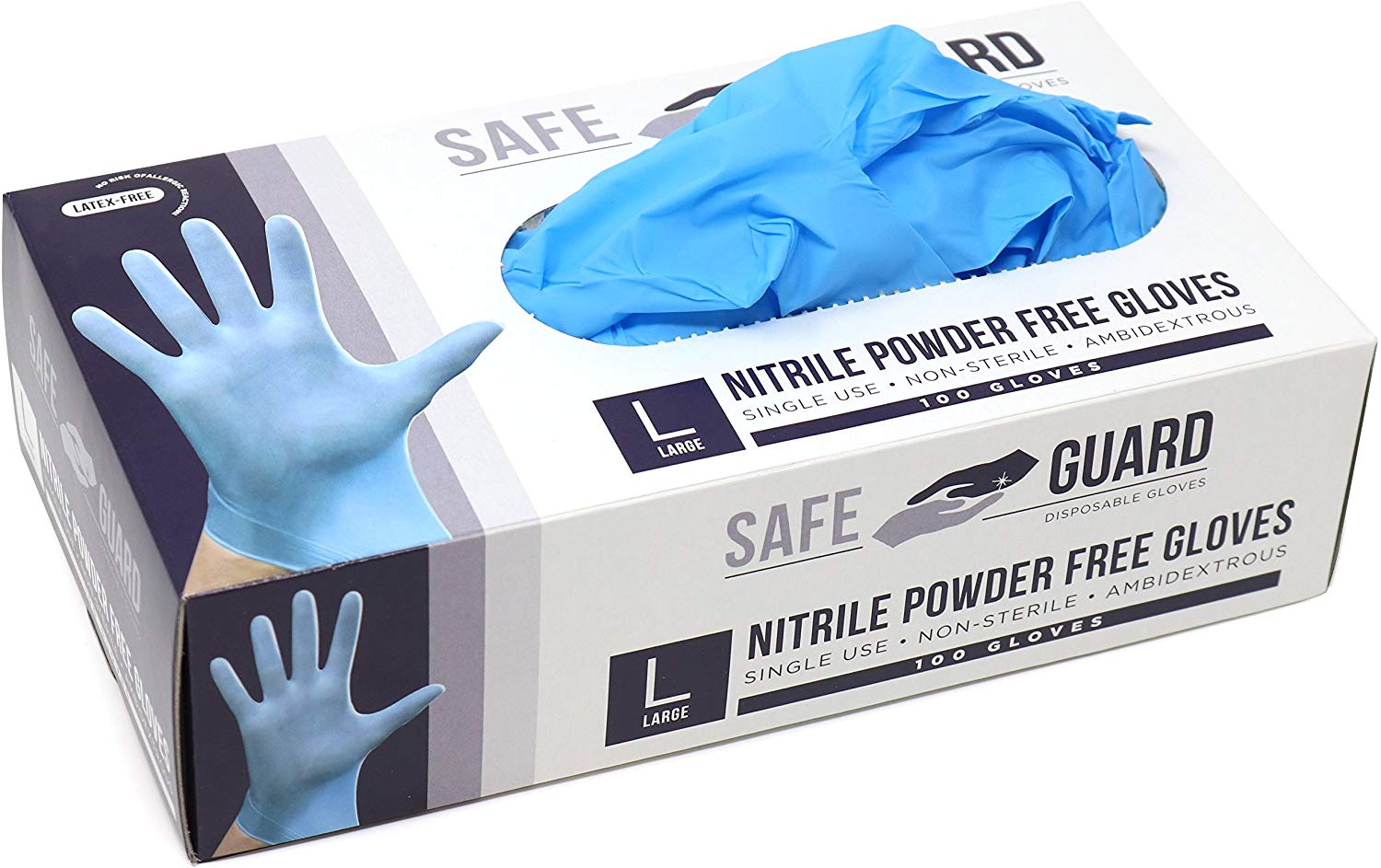 Industrial Blue Medium 4 Mil Powder Free Box of 100 AMMEX Nitrile Industrial Disposable Gloves Textured Latex Free Ambidextrous