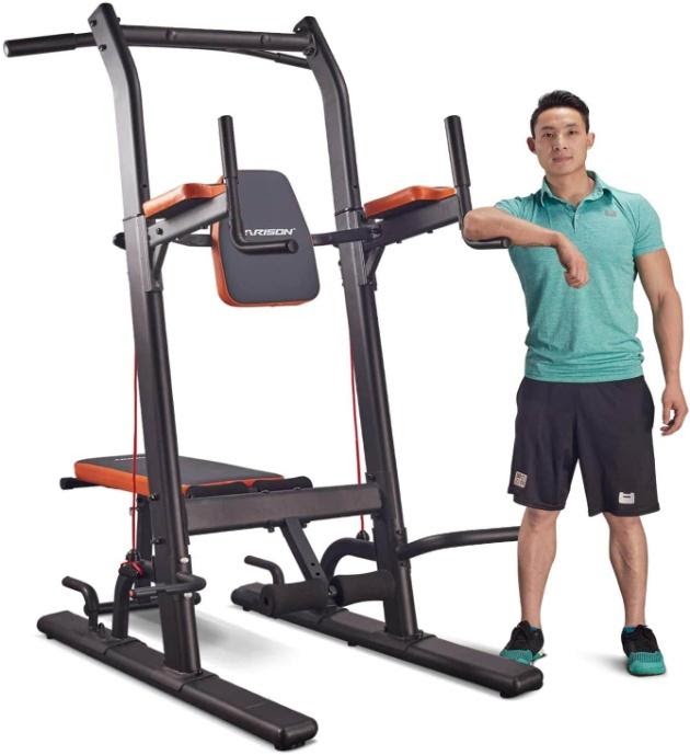 UK Adjustable Sit Pull Up Bench Pull Up Dips BarStation Tower Stand Fitness Gift