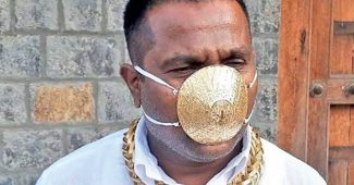 Indian Guy Wears A Gold Face Mask Amidst COVID-19 Pandemic