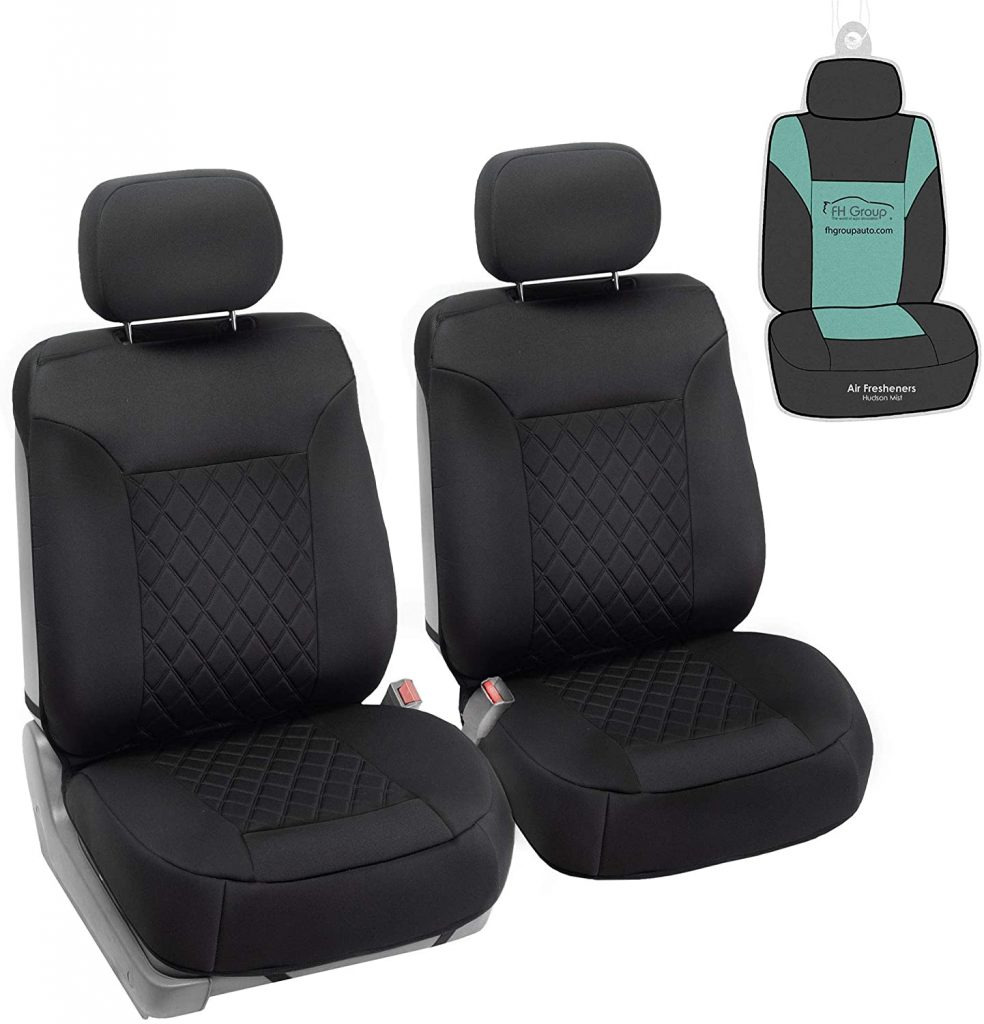 FOR TRANSIT CONNECT DELUXE BLACK QUILTED DIAMOND LEATHER CAR SEAT COVERS 1-1