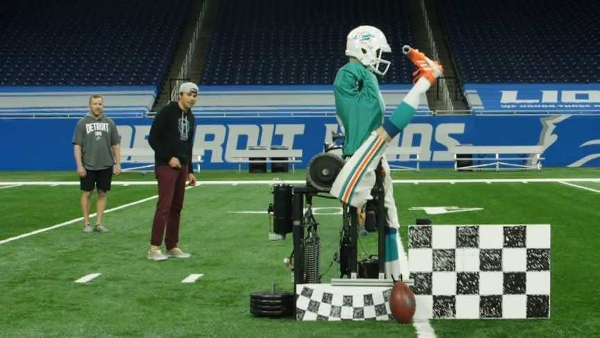 WATCH: NFL Placekicker Competes With A Robotic Football Kicker