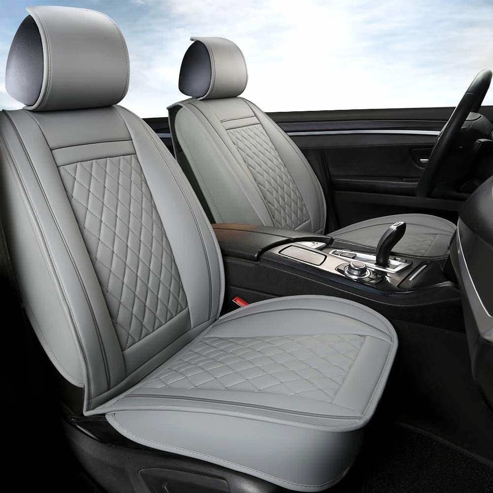 Clazzio 310521gryy Grey Leather Front Row Seat Cover for Honda Civic 4 Door EX 