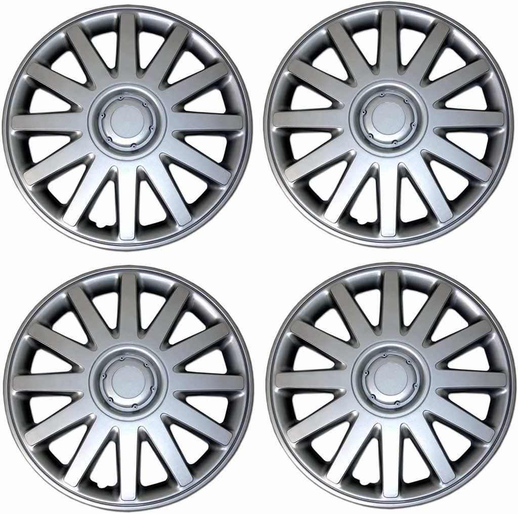 17-Inches Metallic Silver Hubcaps Wheel Cover Pop-On TuningPros WSC3-616S17 4pcs Set Snap-On Type
