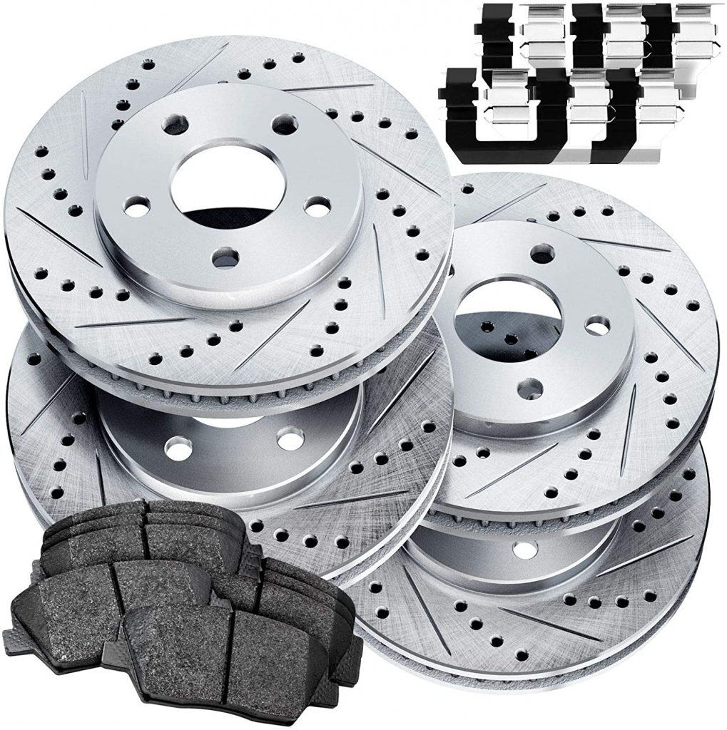 2014 2015 Ford Escape Cross Drilled Rotors w/Metallic Pads R