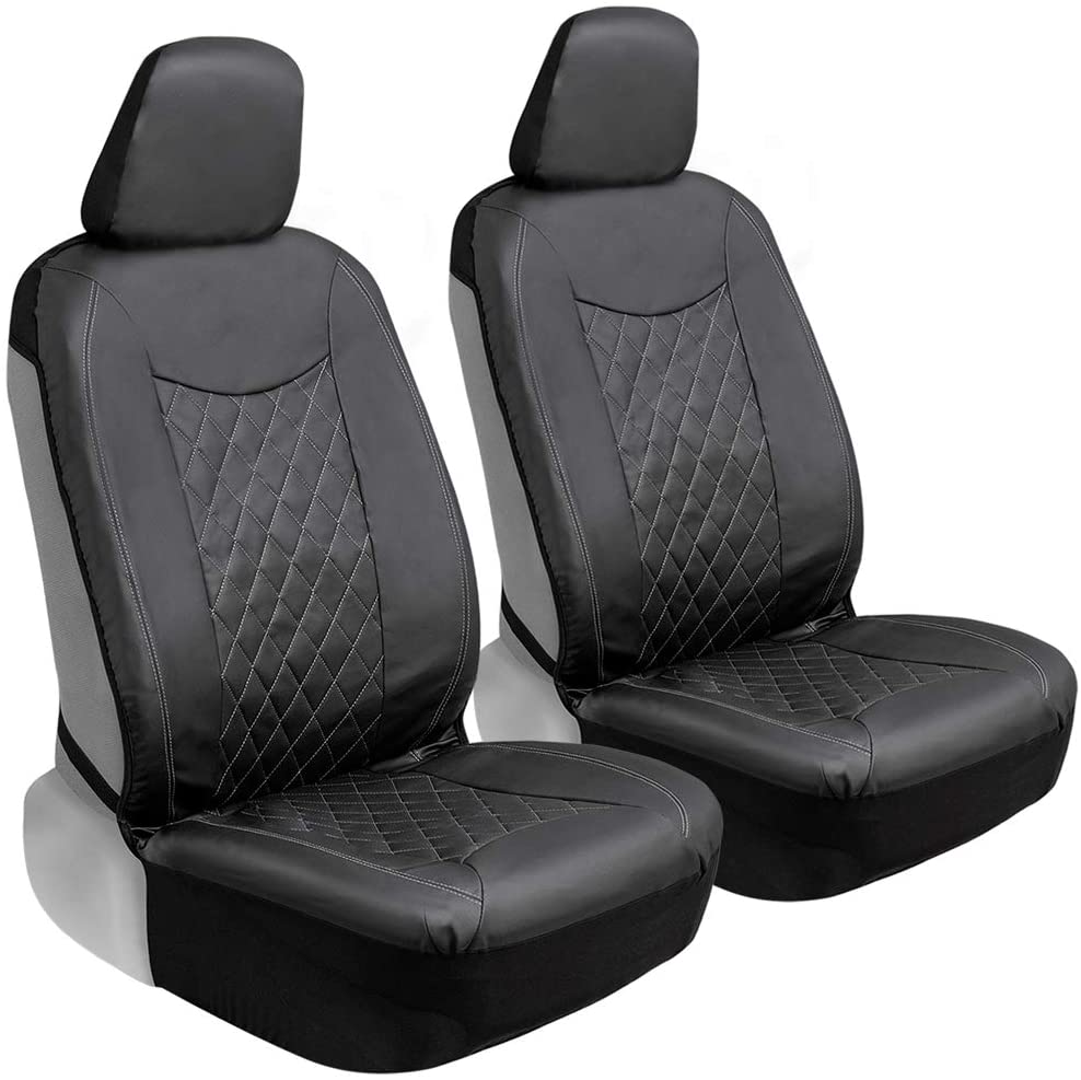 Black Full Set Car Seat Covers Premium Double Stitching w/ Split Bench