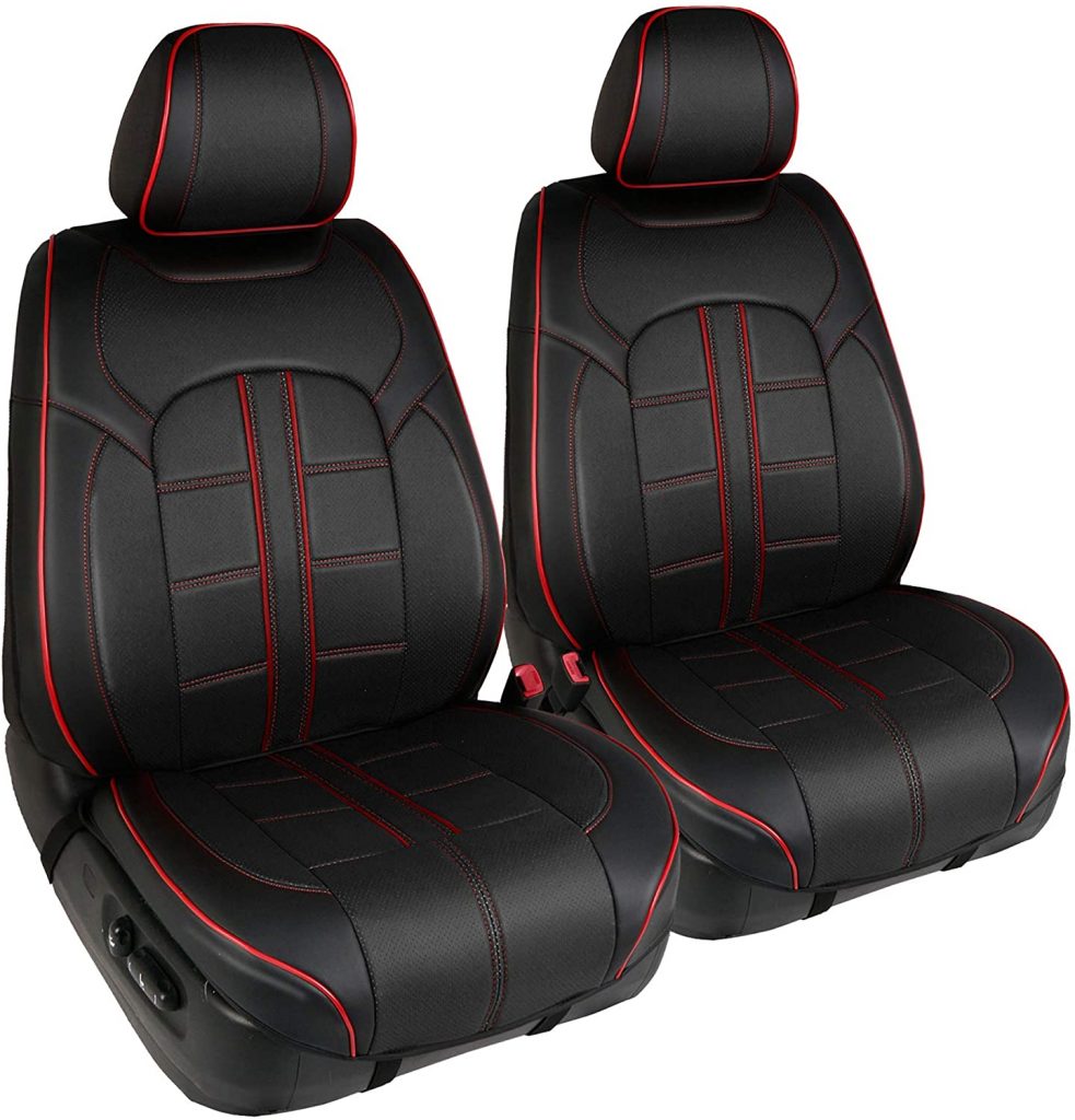 Black Full Set Car Seat Covers Premium Double Stitching w/ Split Bench