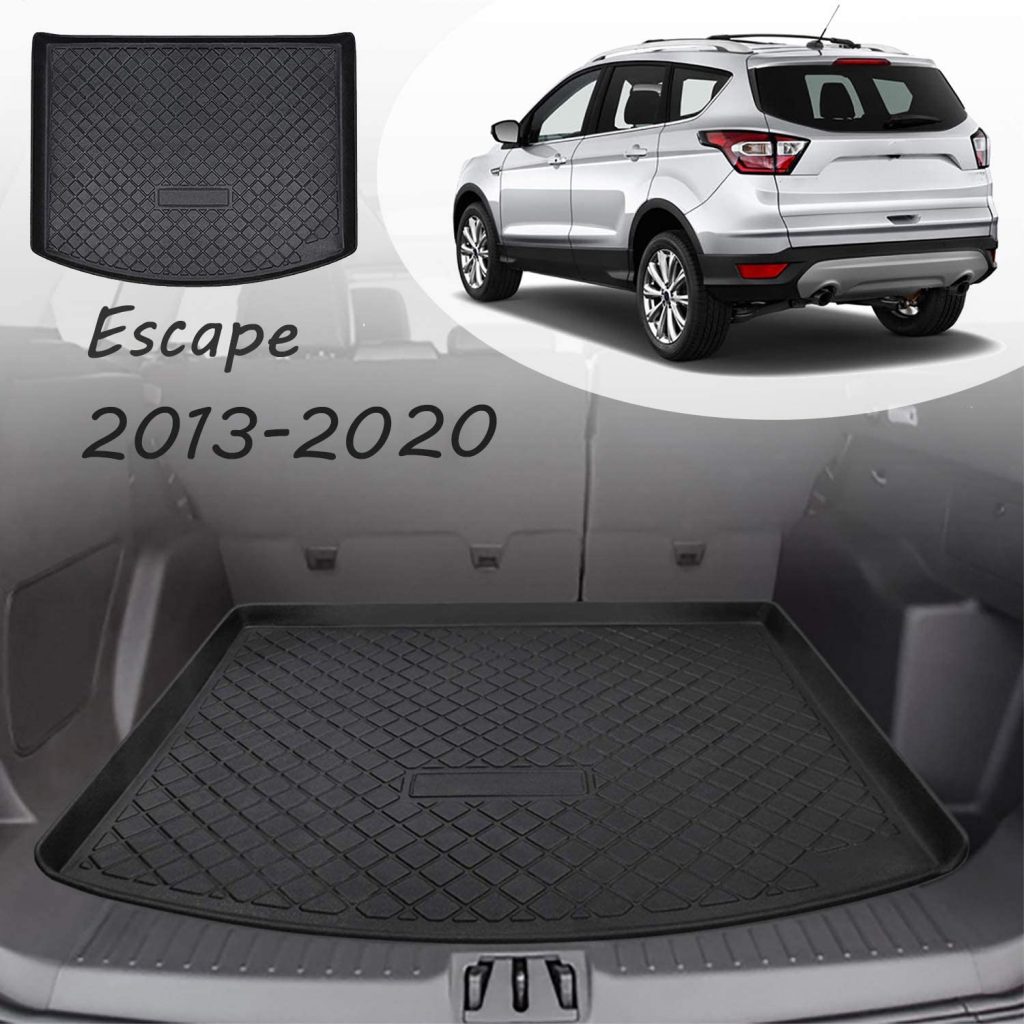 Black All Weather Odorless E-cowlboy Trunk Cargo Liner Mat Tray for Ford Escape 2013~2019 Heavy Duty Waterproof Trunk Floor Mat Custom Fit