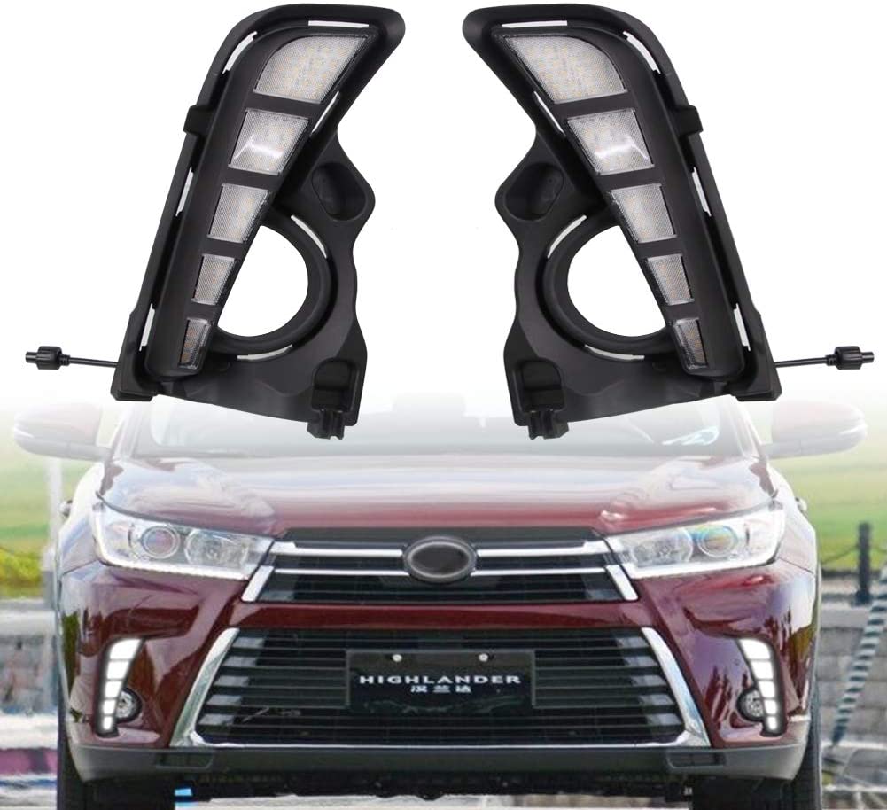 Direct Fit Toyota Highlander 2018-up LED Daytime Running Light Fog Lamp w/Signal 