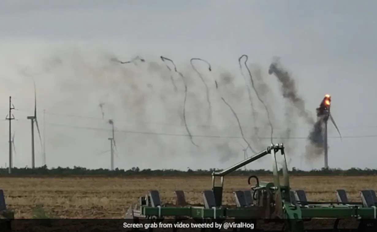 Watch A Wind Turbine Catch On Fire And Create A Mesmerizing