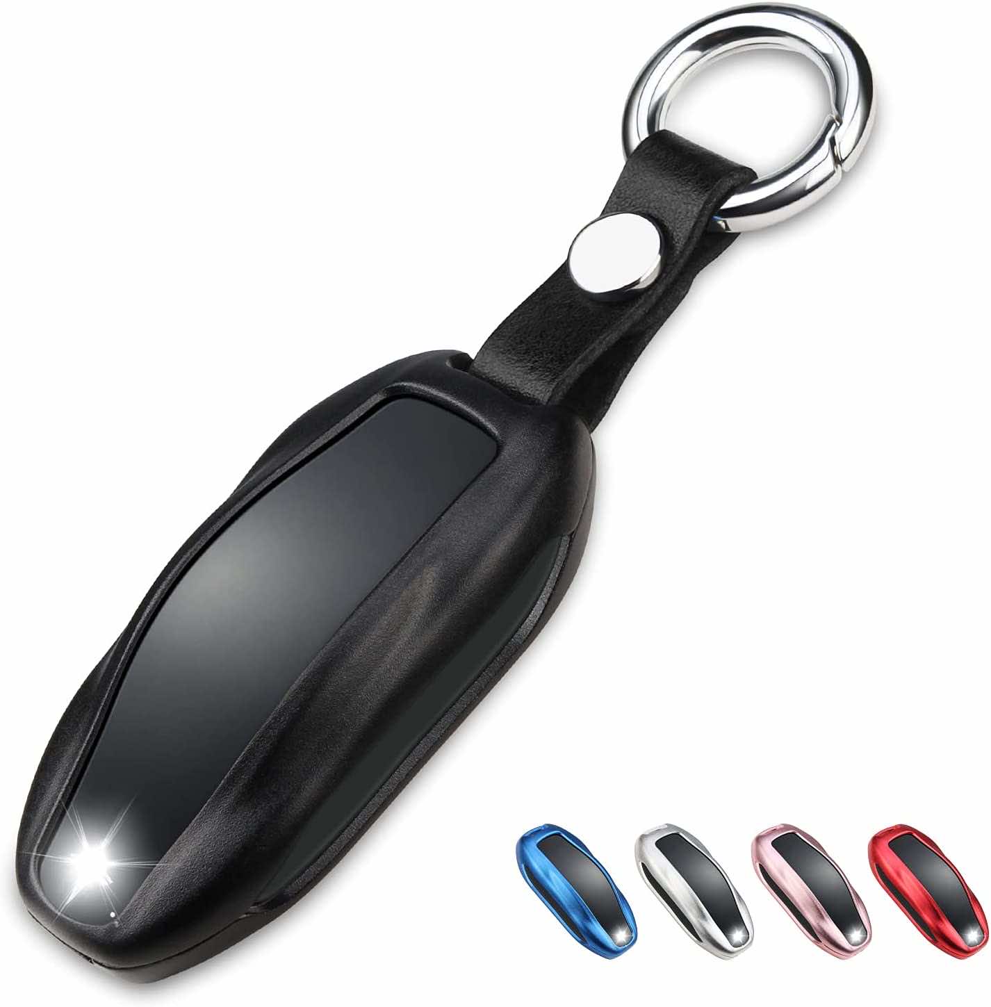 Tesla Keychain & Keyring - Black Premium Leather (KC1540.TESLA) –