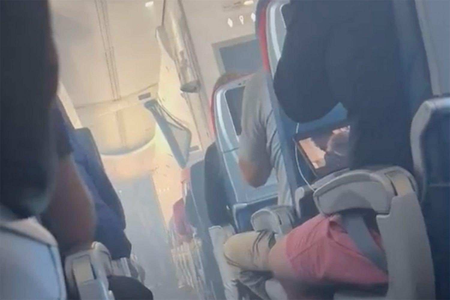 Harrowing Footage Shows A Passenger Flight Cabin Filling Up